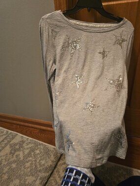Talbots gray long sleeve t-shirt with sequin stars - mediym